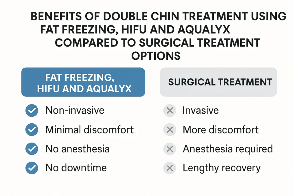 Graphic about the benefits of double chin treatment Pinner - from LA LIPO