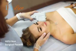 Woman having Hi-Fu to reduce wrinkles Pinner.
