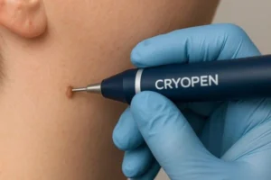 Person receiving skin tag removal Pinner